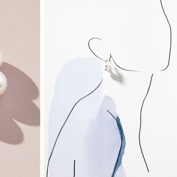 Anthropologie Lake Life Pearl Huggie Hoops - Picture 4 of 7